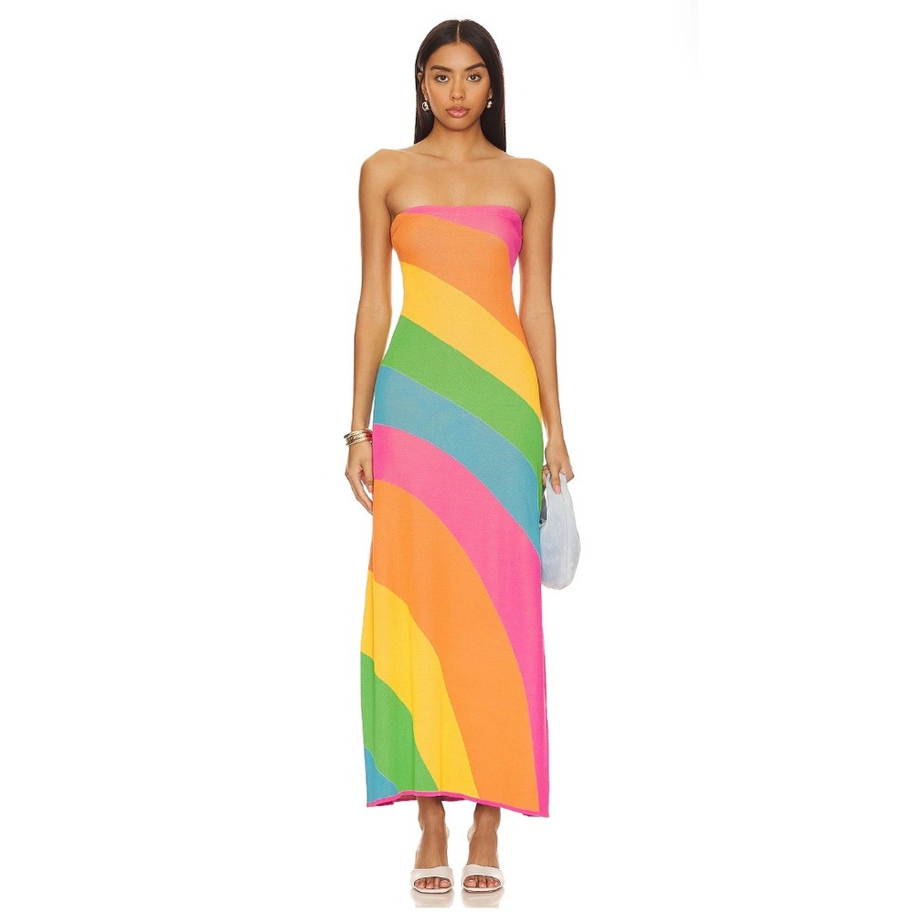 $178 Show Me Your Mumu Island Nights Tube Dress Small Rainbow Stripe Excellent